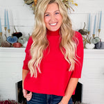 Sims Red Ribbed Turtleneck Sweater