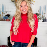 Sims Red Ribbed Turtleneck Sweater