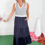 Sinclair Navy + Navy Stripe Maxi Dress 