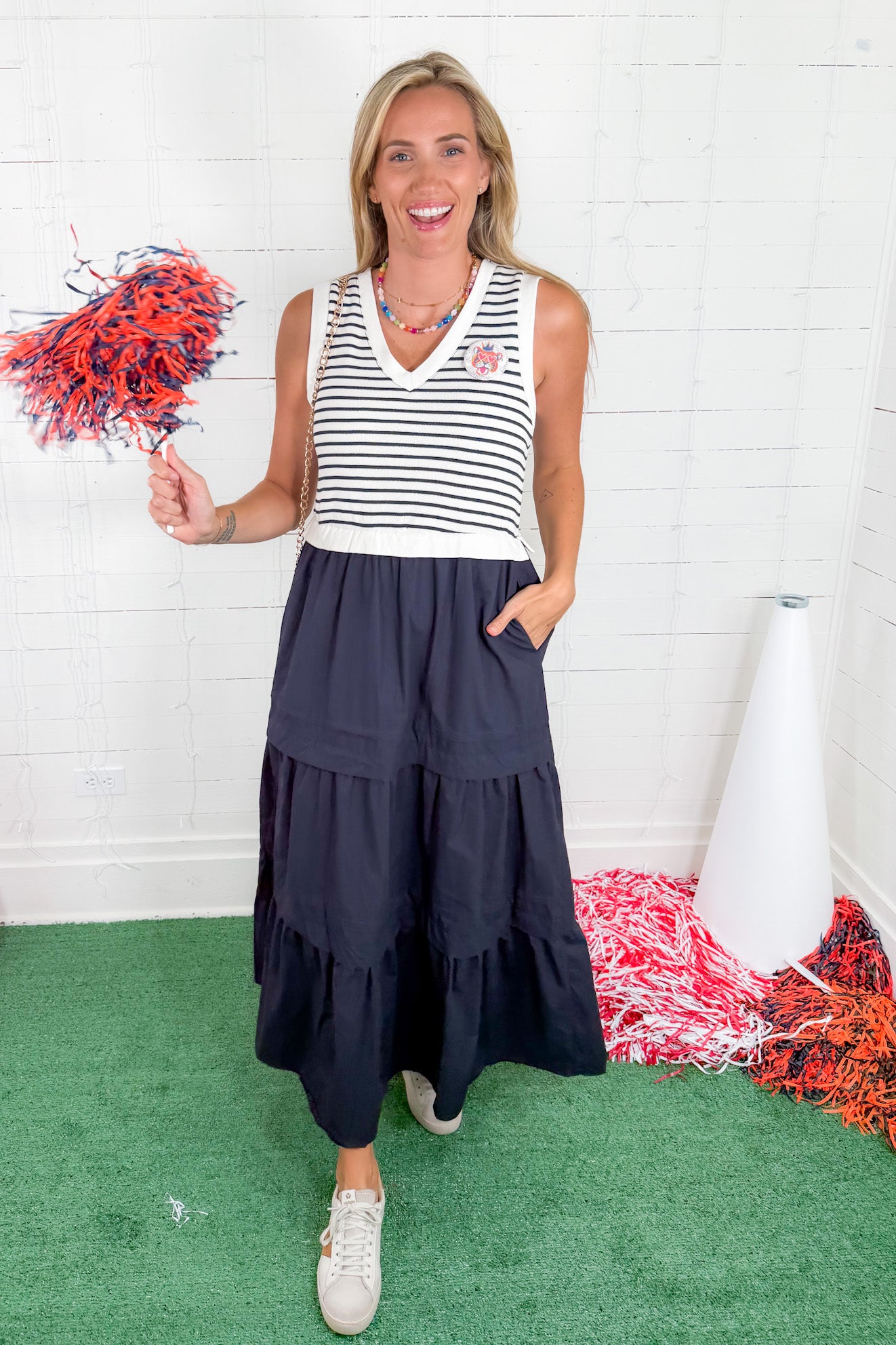Sinclair Navy + Navy Stripe Maxi Dress 
