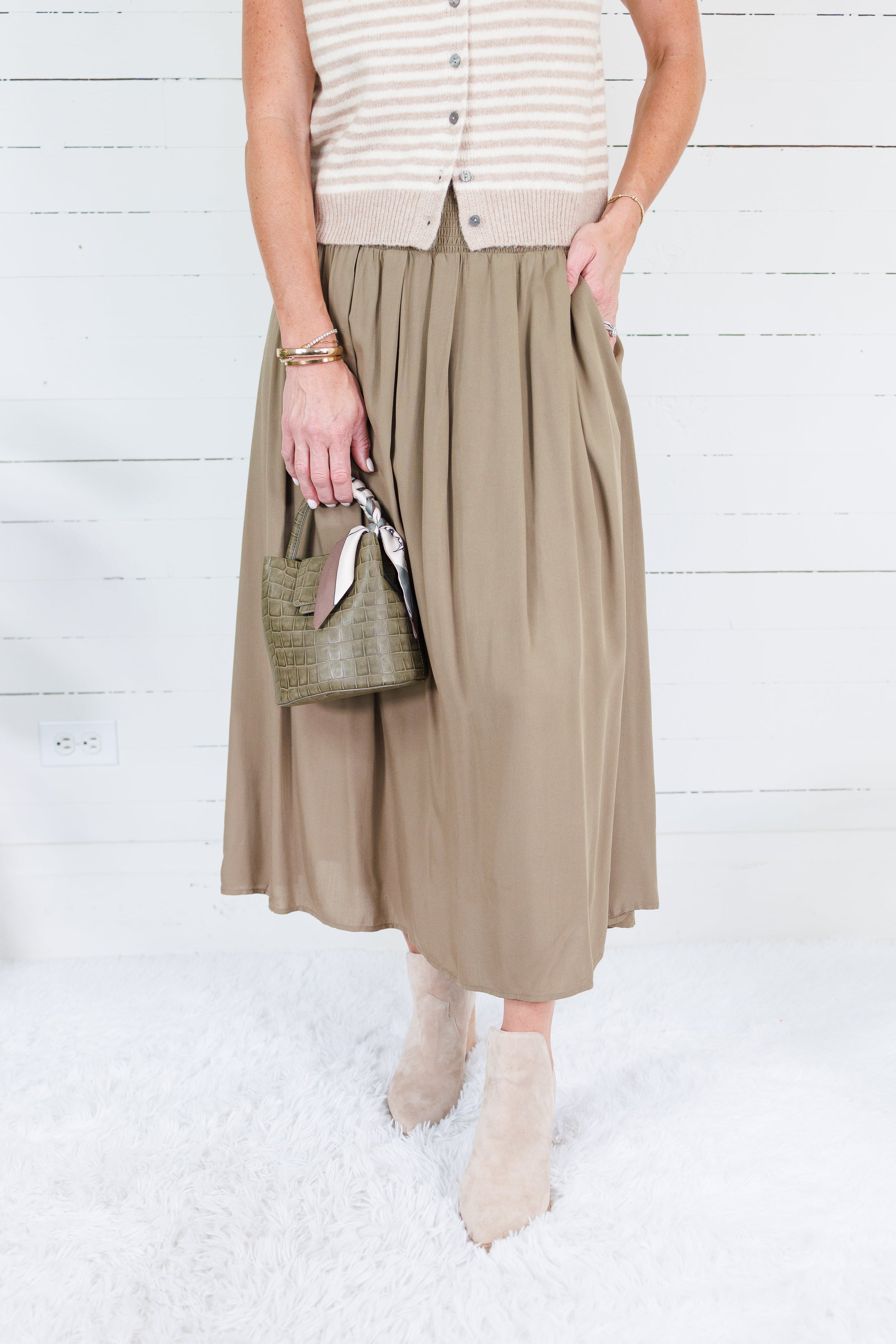 Sissy Moss Smocked Waist Skirt Be Cool