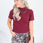 Skinner Merlot Short Sleeve Sweater Entro