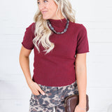 Skinner Merlot Short Sleeve Sweater Entro