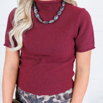 Skinner Merlot Short Sleeve Sweater Entro