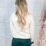 Skipper Cream + Red Plaid Trim Cardigan Sweater Entro