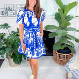 Skyla Cobalt Seashells Mini Dress Maude Vivante