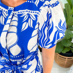 Skyla Cobalt Seashells Mini Dress Maude Vivante
