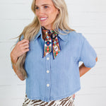 Skylar Relaxed Cropped Denim Shirt The Korner