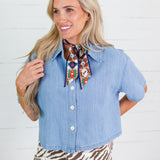 Skylar Relaxed Cropped Denim Shirt The Korner