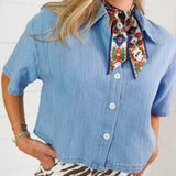 Skylar Relaxed Cropped Denim Shirt The Korner