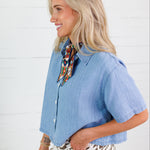 Skylar Relaxed Cropped Denim Shirt The Korner