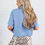 Skylar Relaxed Cropped Denim Shirt The Korner