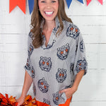 Sloan Navy Tiger Gaze Top Adrienne