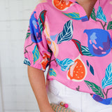 Sloan Pink Bloomscape Top Adrienne