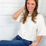 Sloss Ivory Boxy SS Cardigan MIMOSA