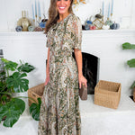 Smithson Olive Paisley Tiered Maxi Dress