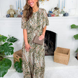 Smithson Olive Paisley Tiered Maxi Dress