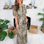 Smithson Olive Paisley Tiered Maxi Dress