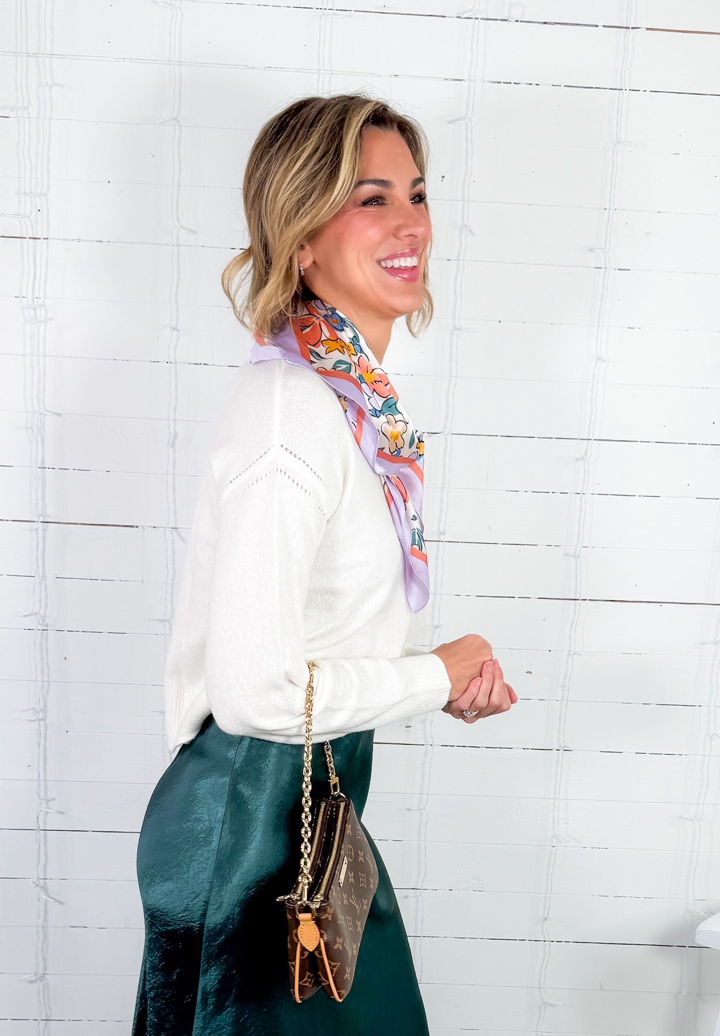 Soft White Crewneck Boxy Sweater BOBI