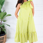 Sophia Lime Stripe Midi Dress