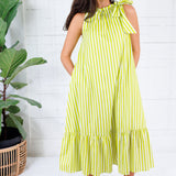 Sophia Lime Stripe Midi Dress