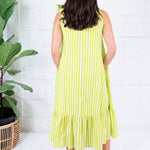 Sophia Lime Stripe Midi Dress