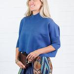 Sophia Dusty Blue Cropped Sweater Briton Court