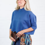 Sophia Dusty Blue Cropped Sweater Briton Court
