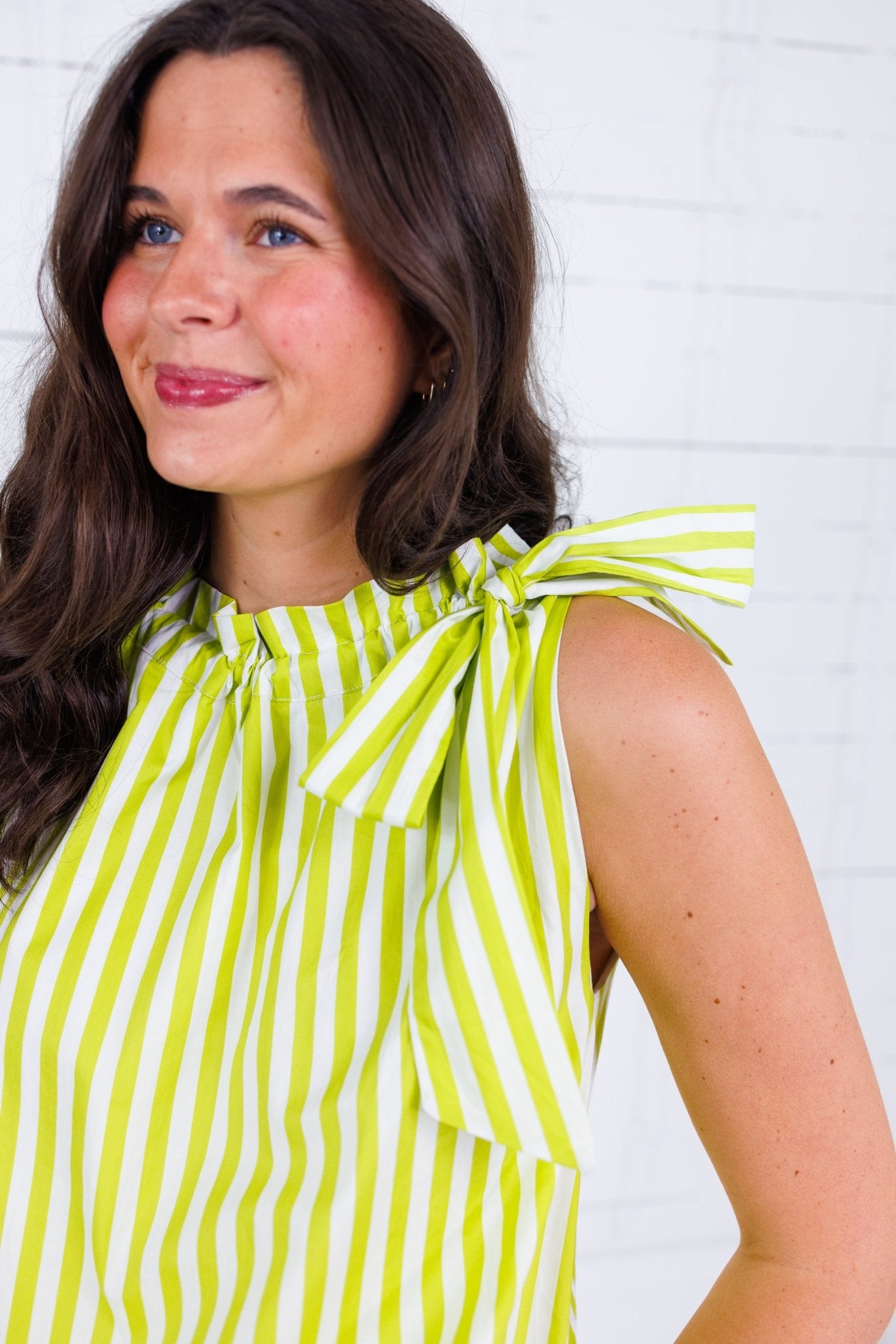 Sophia Lime Stripe Midi Dress
