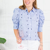 Star Spangled Banner Blue Striped Top Vine & Love