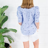 Star Spangled Banner Blue Striped Top Vine & Love