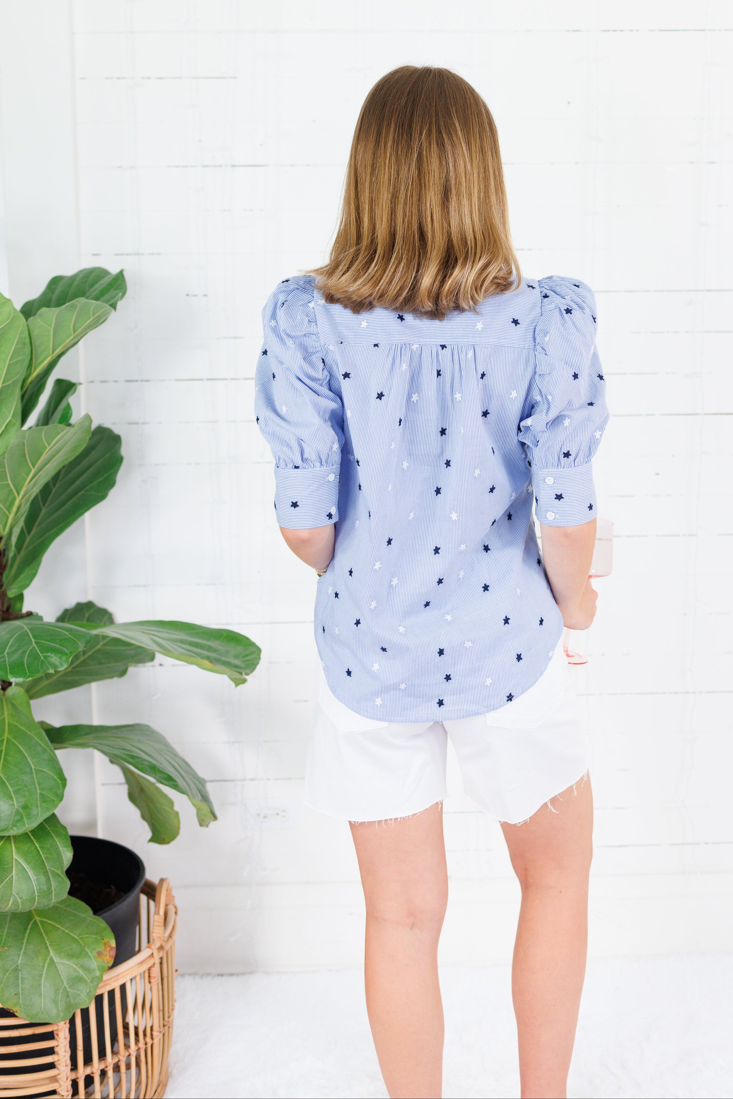 Star Spangled Banner Blue Striped Top Vine & Love