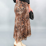 Starr Stretchy Leopard Print Mesh Midi Skirt