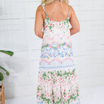 Strawberry Print Tiered Maxi Dress Lalavon