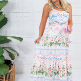 Strawberry Print Tiered Maxi Dress Lalavon