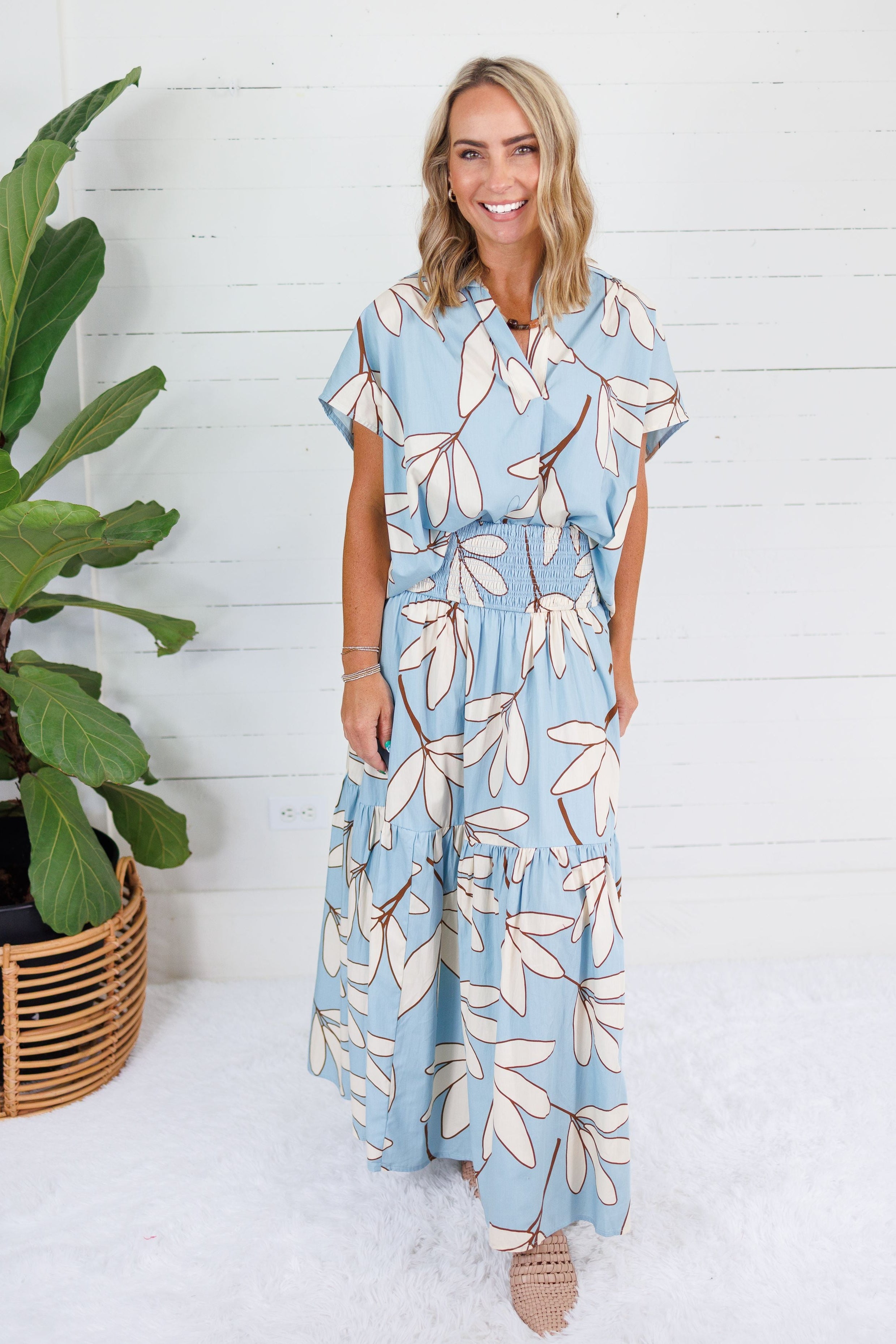 Sue Belle Blue Palm Top Karlie