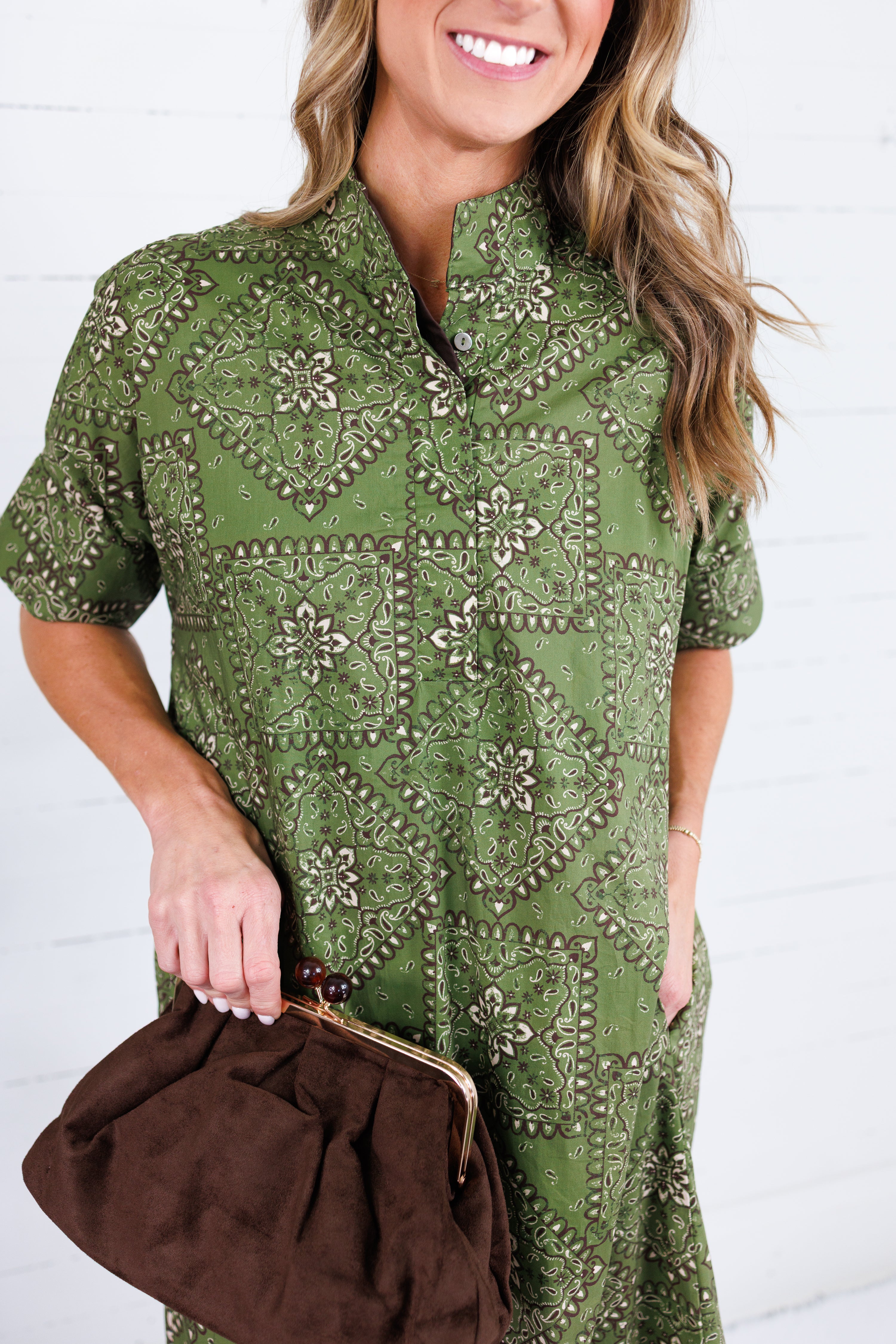 Sullivan Olive Bandana Maxi Dress Entro