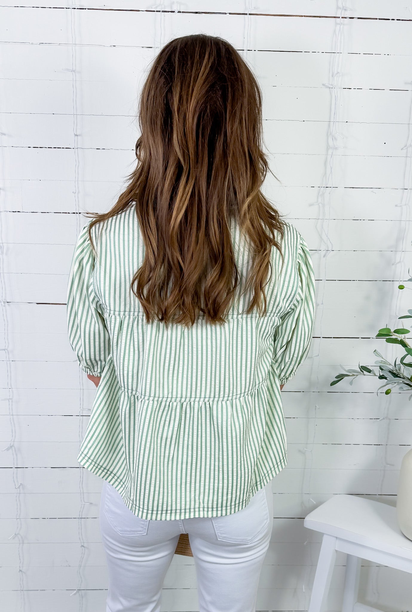 Sumter Sage Stripe Top