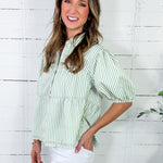 Sumter Sage Stripe Top