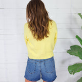 Sunshine Yellow + Blue Button Cardigan Sweater Buttermelon