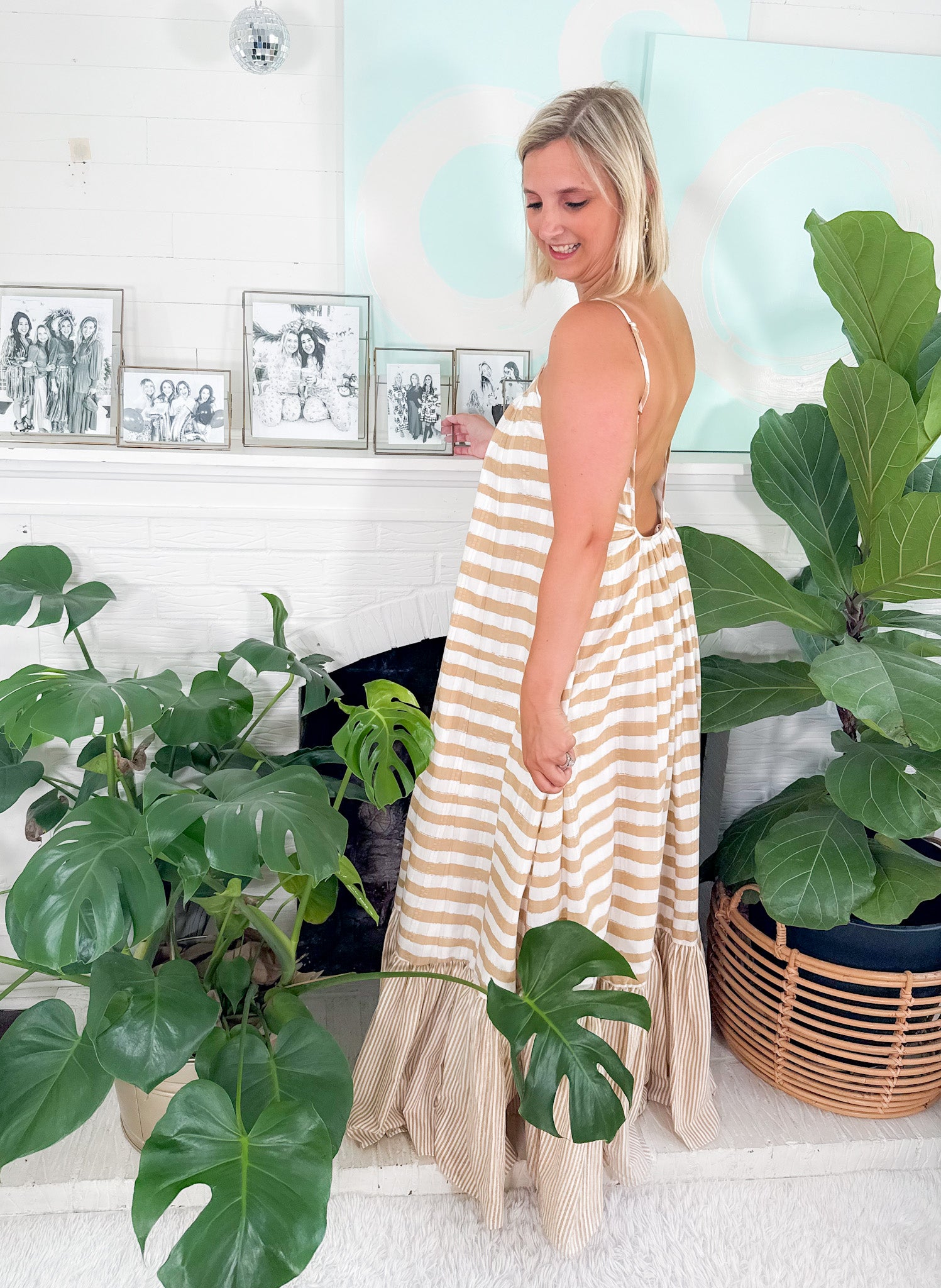 Susannah Sand Stripe Maxi Dress Emily McCarthy