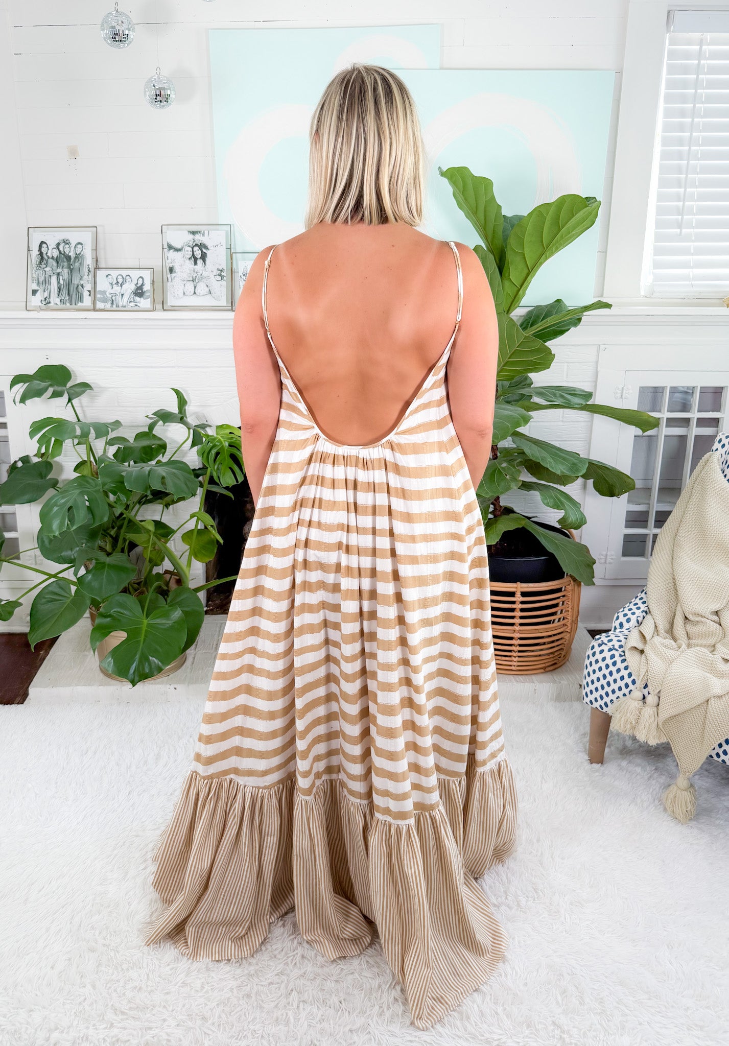 Susannah Sand Stripe Maxi Dress Emily McCarthy