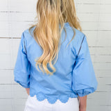 Sutton Sky Blue Eyelet Edge Top Jodifl 