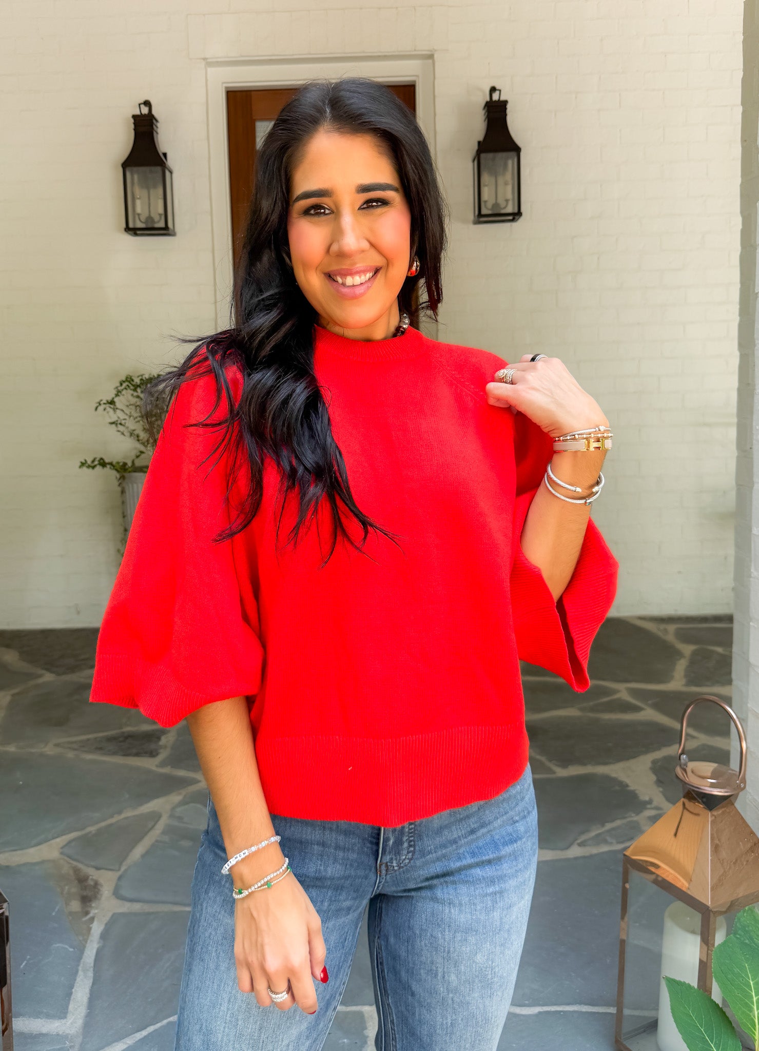 Sutton Tomato Red Cape Sweater