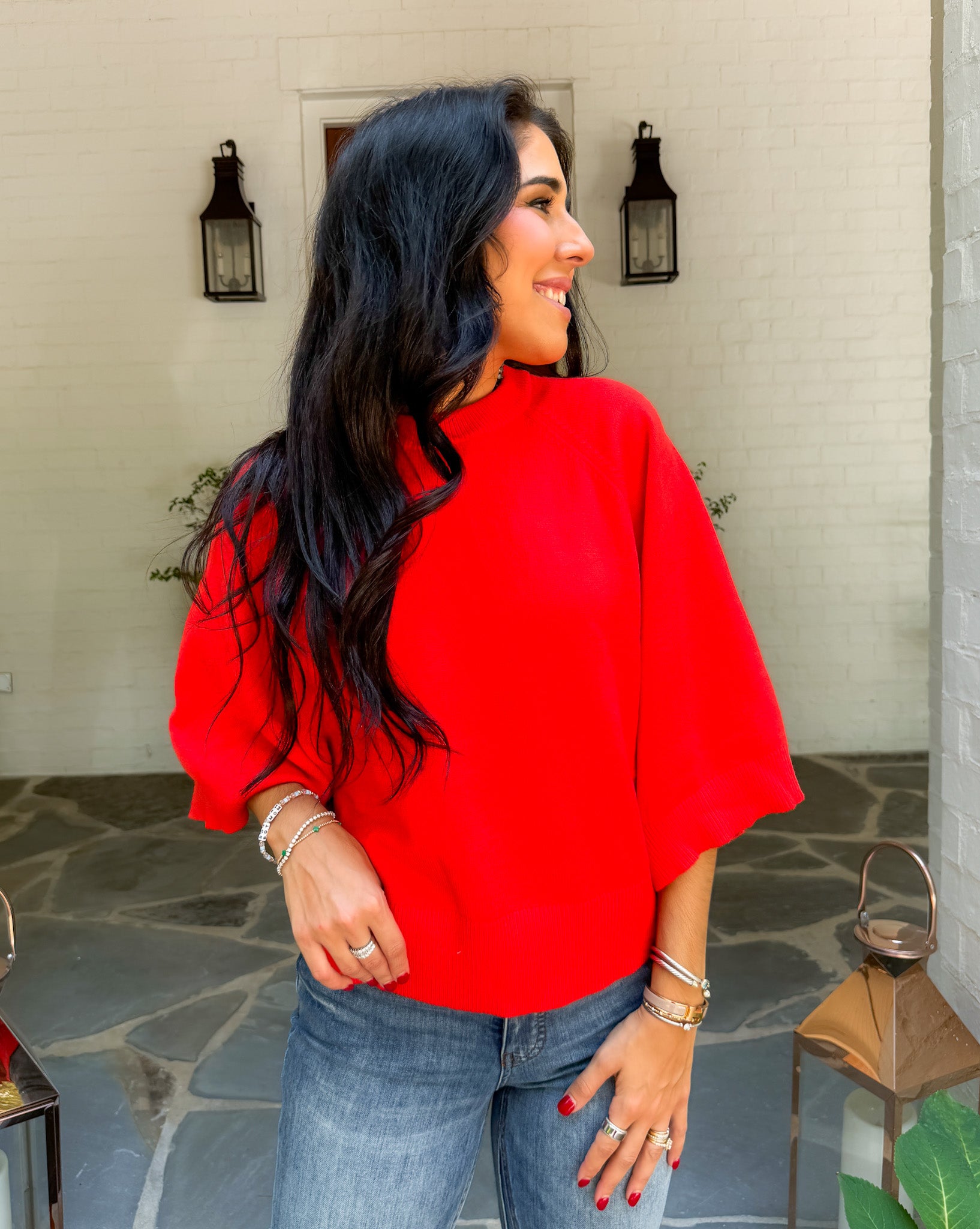 Sutton Tomato Red Cape Sweater