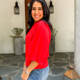 Sutton Tomato Red Cape Sweater