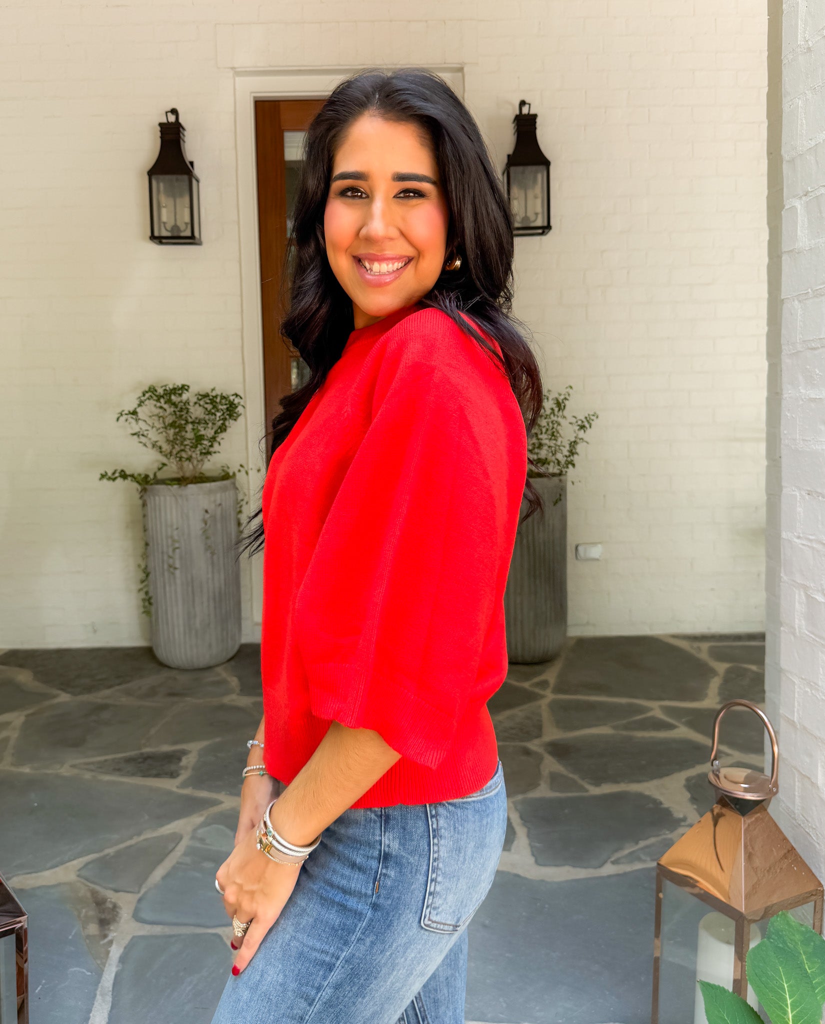 Sutton Tomato Red Cape Sweater