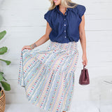 Sylvia French Cottage Floral Tier Maxi Skirt Karlie