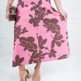 Sylvia Pink + Brown Abstract Skirt Entro