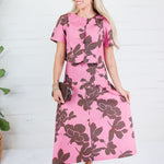 Sylvia Pink + Brown Abstract Skirt Entro
